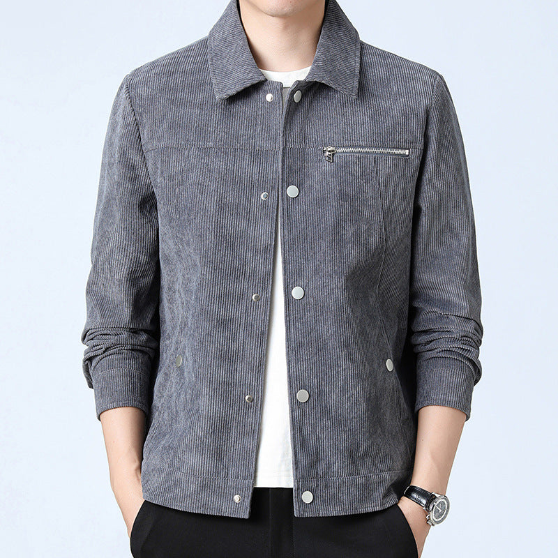 Men's cord overshirt made of wide corduroy with snap button front and zipper chest pocket Mune Fashion