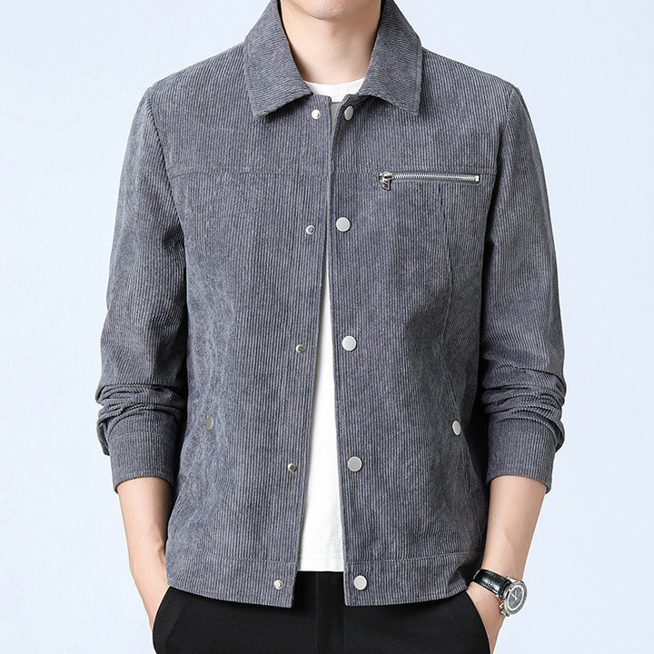 Men's cord overshirt made of wide corduroy with snap button front and zipper chest pocket Mune Fashion