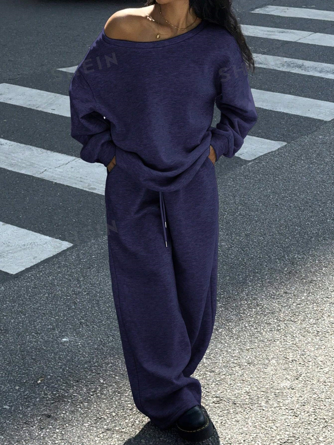 Ladies casual lounge set made of cotton blend with wide leg Mune Fashion