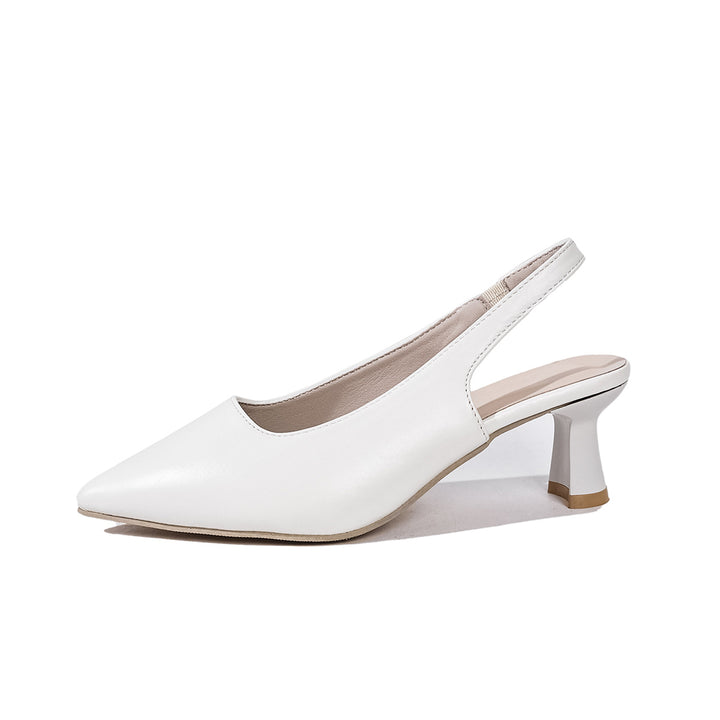 Ladies Elegant Slingback Pumps with Pointed Toe, Conical Mid-High Heel and Elastic Heel Strap Mune Fashion