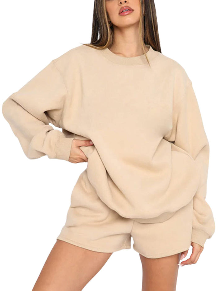 Women's oversized sweatshirt and shorts home set made of soft terry Mune Fashion
