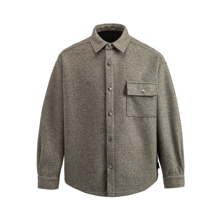 Men's Wool Blend Overshirt in Shirt Jacket Style with Snap Button Front and Flap Pocket Mune Fashion