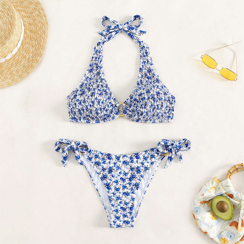 Ladies Bikini Set with adjustable straps and floral pattern Mune Fashion
