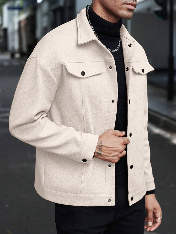 Men's shirt jacket made of wool blend with snap buttons and flap pockets Mune Fashion