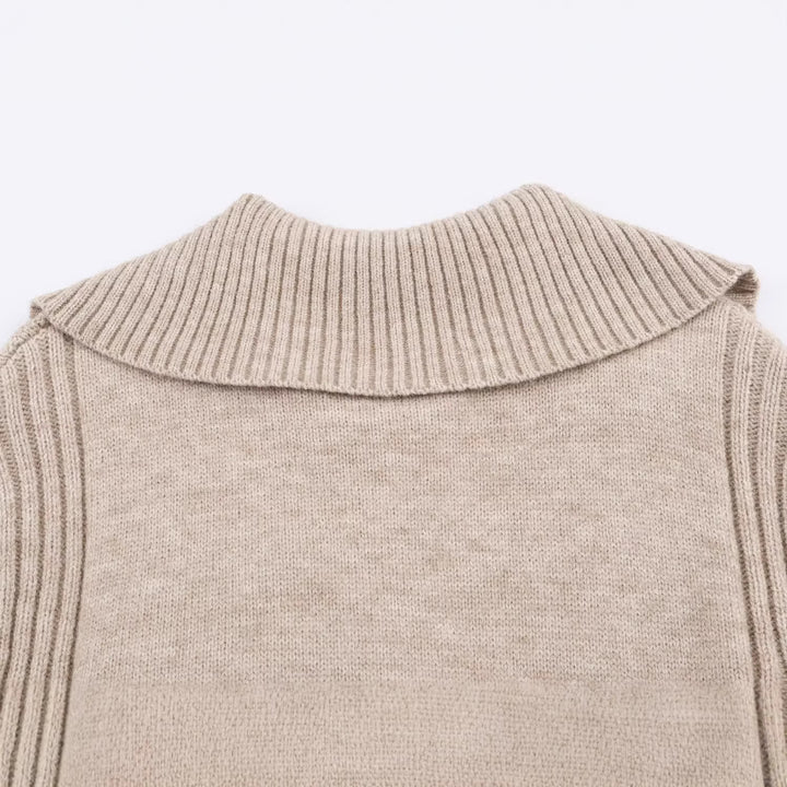 Women's knit cardigan with oversized sail collar and cable knit details Mune Fashion