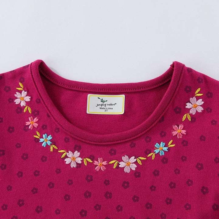 Girls cotton dress with cute bird and flower embroidery Mune Fashion