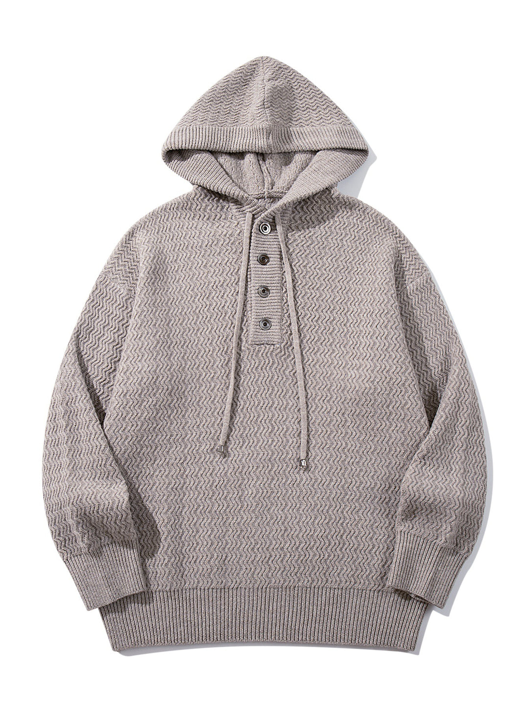 Unisex Structured Hooded Knit Sweater with Henley Button Placket Mune Fashion