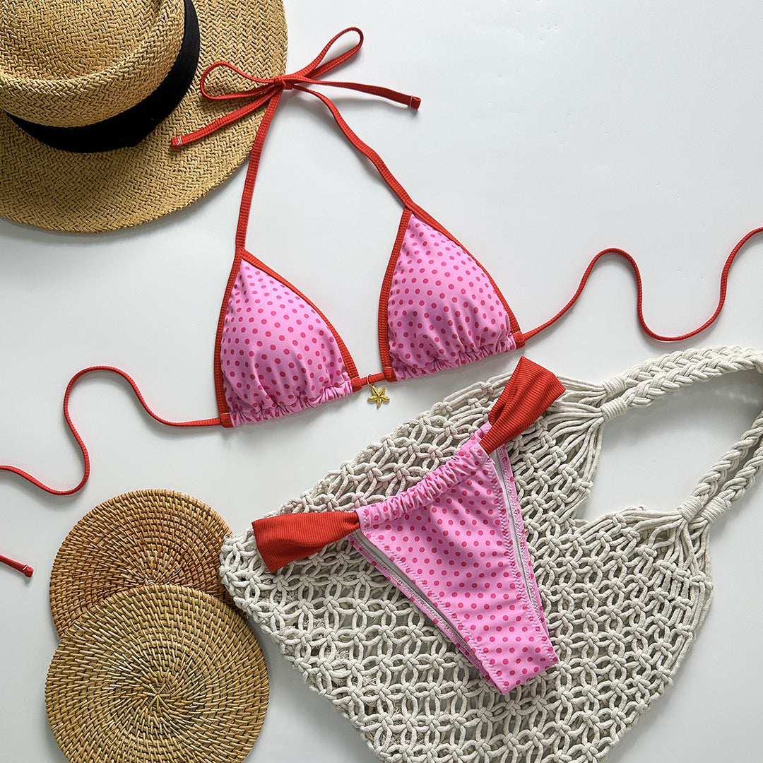 Women's Triangle Bikini with Stylish Polka Dot Pattern Mune Fashion