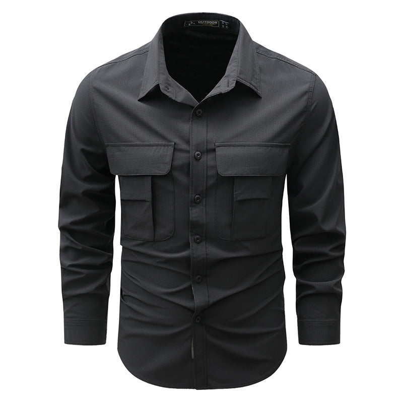 Men's Robust Outdoor Utility Shirt with Secure Chest Flaps and Ripstop Fabric Mune Fashion
