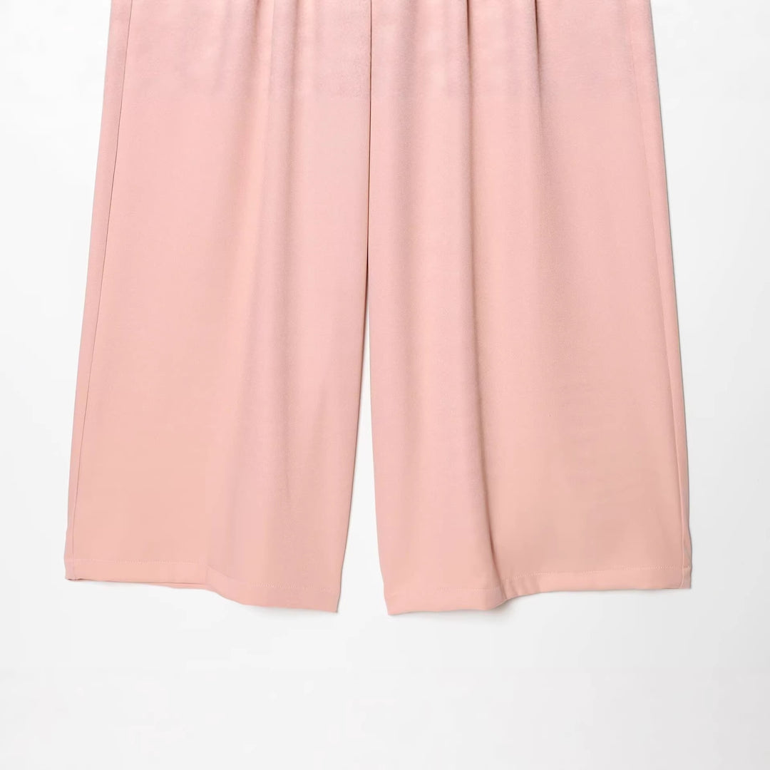 Women's High-Waisted Palazzo Pants with Wide Leg and Piping Pockets Mune Fashion