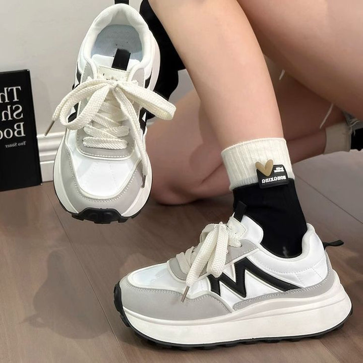 Women's Platform Chunky Sneaker with sculpted EVA sole, trail profile, and padded comfort collar Mune Fashion