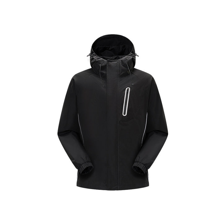 Men's windproof breathable rain and softshell jacket with adjustable hood and reflective inserts Drune