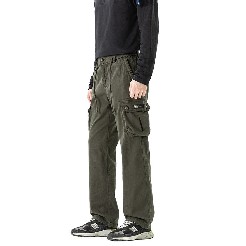 Men's Relaxed-Fit Canvas Cargo Pants with Drawstring, Multi-Pockets and Utility D-Ring Mune Fashion
