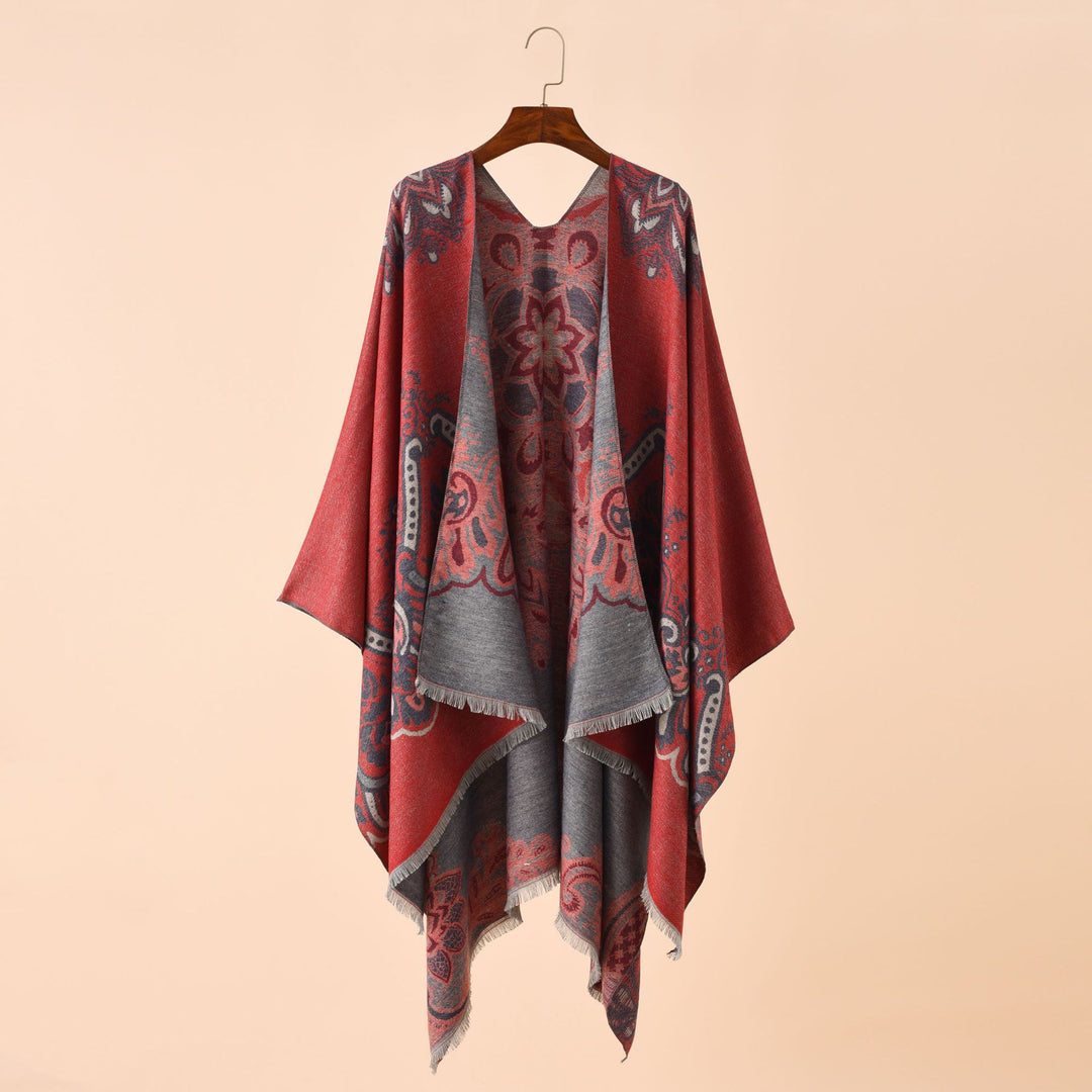 Women's Light Jacquard Throw with Cashmere-like Handle and Fringe Hem Mune Fashion