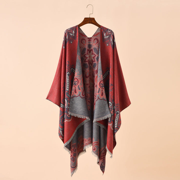 Women's Light Jacquard Throw with Cashmere-like Handle and Fringe Hem Mune Fashion