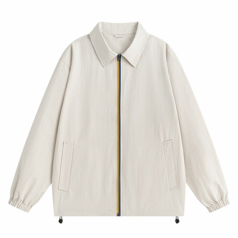 Men's Lightweight Outdoor Harrington Jacket with Contrast Zipper, Drawstring & Elastic Cuffs Mune Fashion