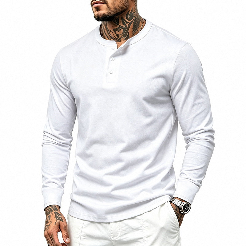 Men's Long Sleeve Henley Shirt made of fine waffle texture with 3-button placket Mune Fashion