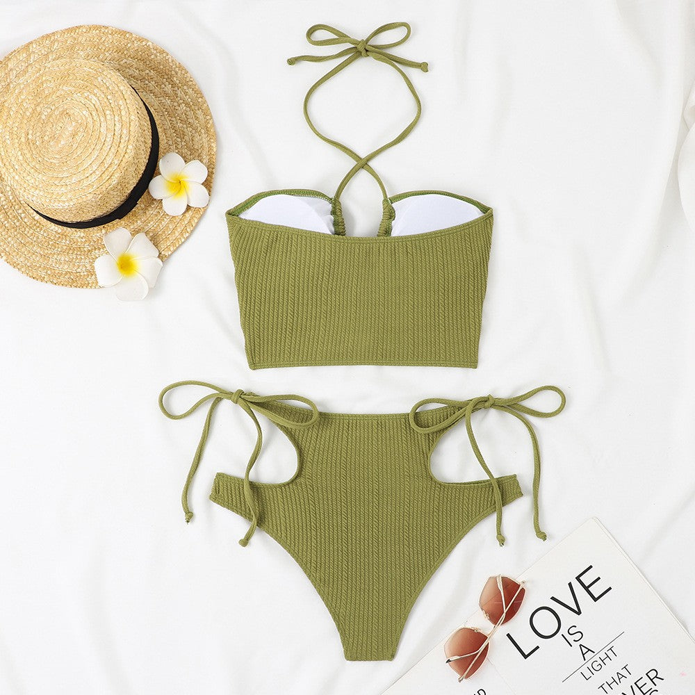 Ladies high-waisted bikini set with stylish cut-out and adjustable straps Mune Fashion