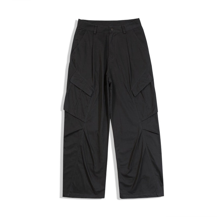 Men's Loose Technical Cargo Pants in Utility Baggy Cut with Asymmetric Flap and Pleat Pockets Mune Fashion