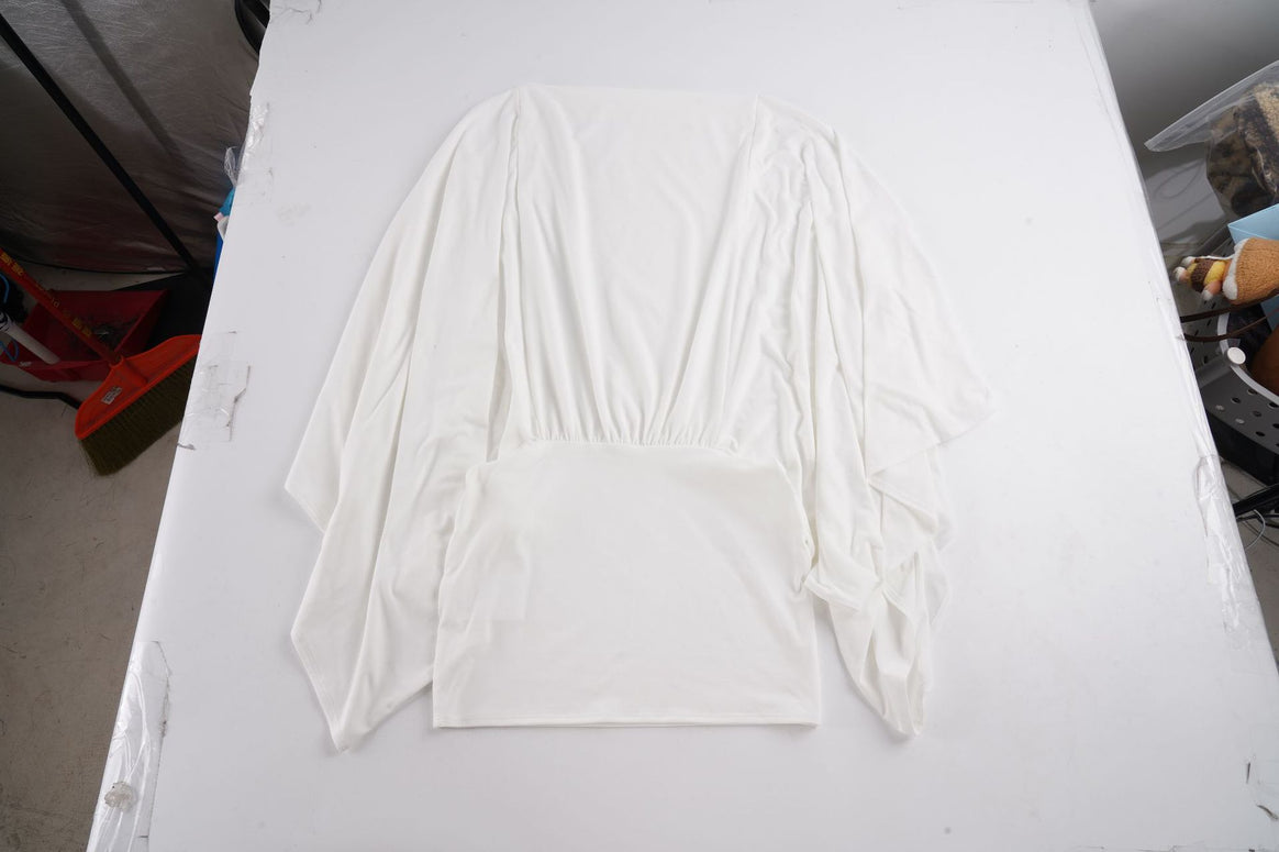 Women's asymmetrical one-shoulder tunic with batwing sleeves and fitted waistband Mune Fashion