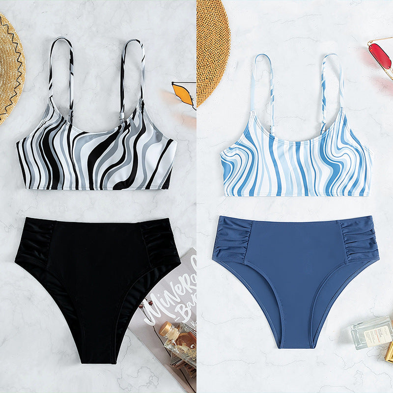 Women's high-cut bikini with stylish striped pattern Mune Fashion