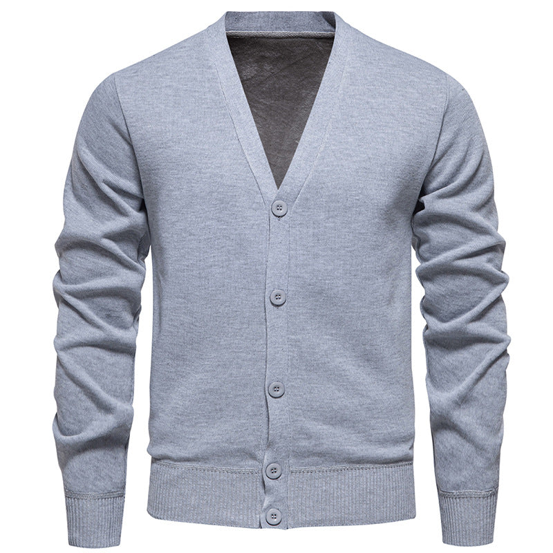 Men's lightweight fine knit cardigan with V-neck, concealed button placket and elastic ribbed cuffs Mune Fashion
