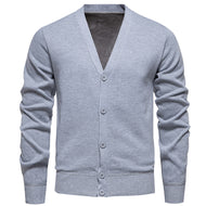 Men's lightweight fine knit cardigan with V-neck, concealed button placket and elastic ribbed cuffs Mune Fashion