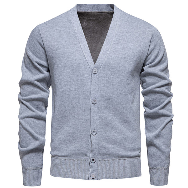 Men's lightweight fine knit cardigan with V-neck, concealed button placket and elastic ribbed cuffs Mune Fashion