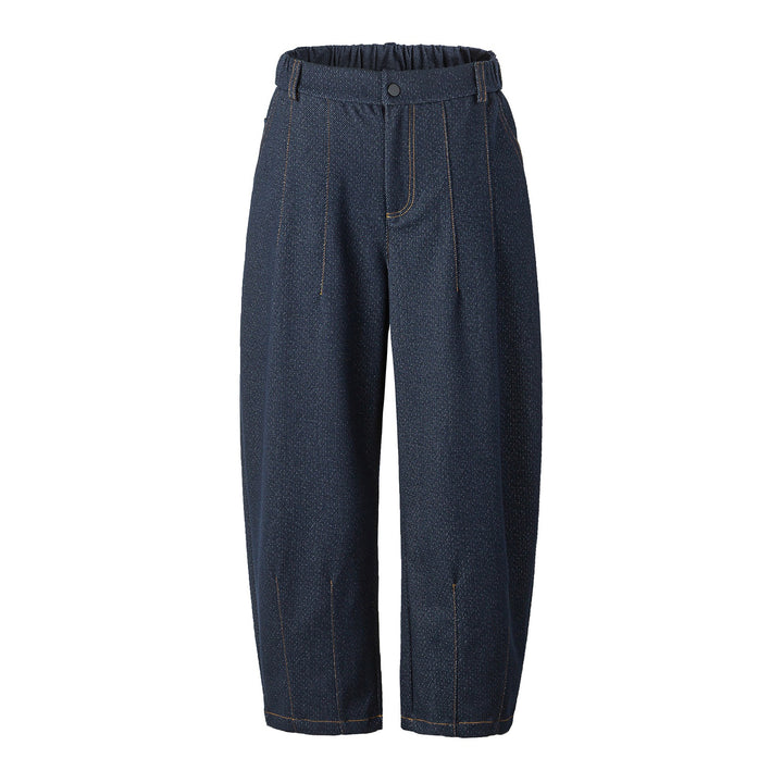 Women's High-waisted Wide Culotte Pants with Crease and Elastic Back Mune Fashion