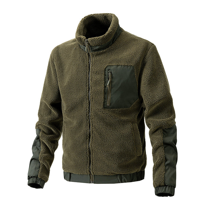 Men's teddy fleece jacket with stand-up collar and reinforced inserts Mune Fashion