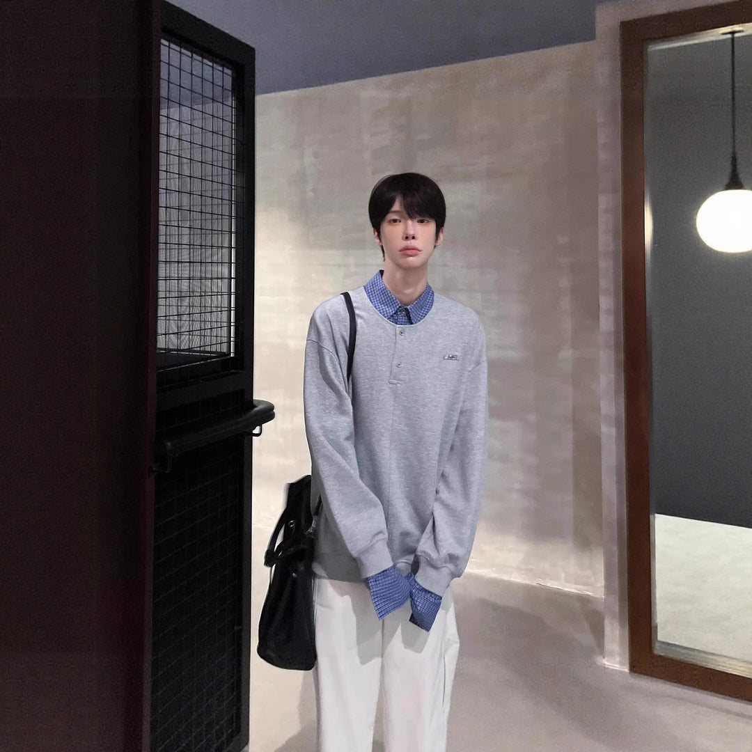 Men's Casual Oversized Sweater with Collar Mune Fashion