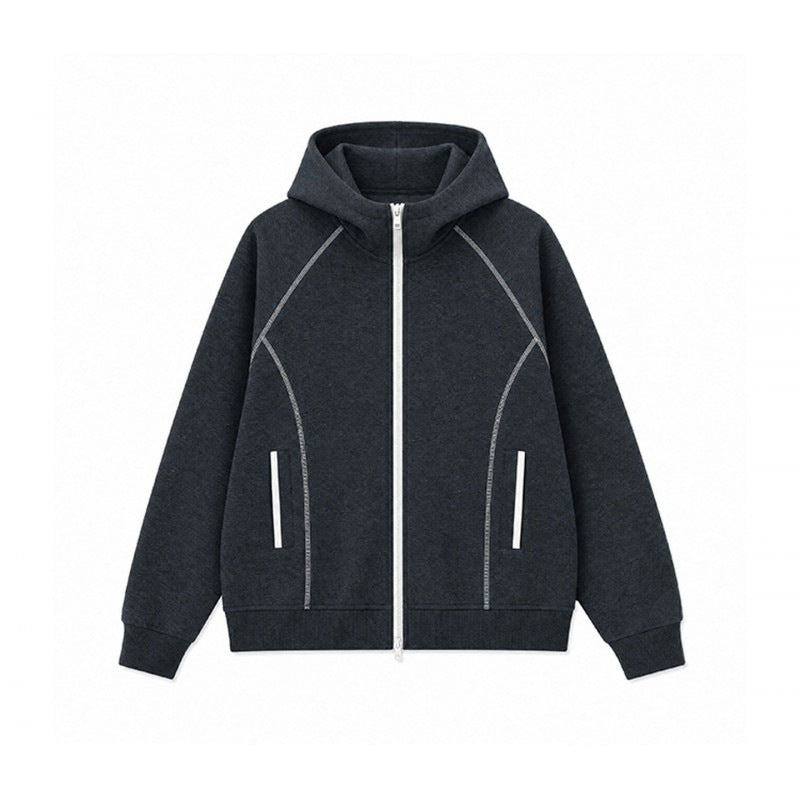 Men's sporty hooded sweatshirt jacket with contrast zipper and ergonomic seams Mune Fashion