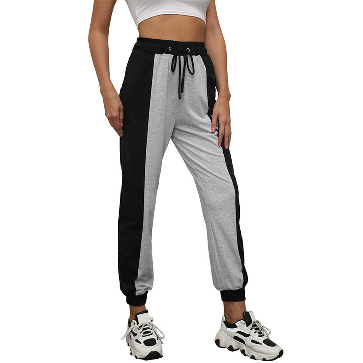Women's Sporty Jogging Pants with Colorblock, Drawstring and Elastic Cuffs Mune Fashion