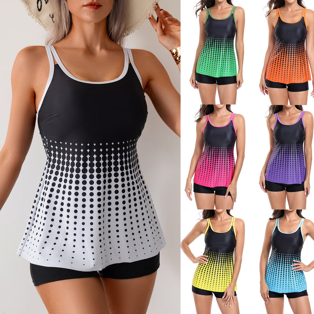 Women’s Tankini Set with sporty cut and elegant polka dot pattern Mune Fashion