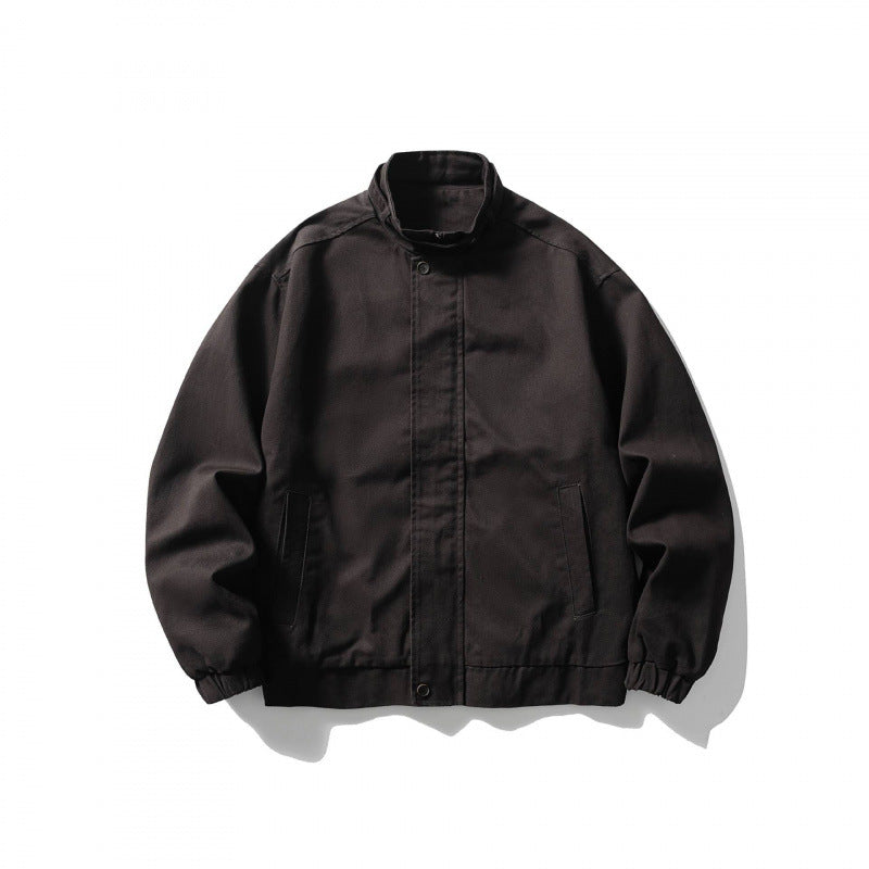 Men's short blazer in a minimalist worker look made of heavy canvas with stand-up collar Mune Fashion