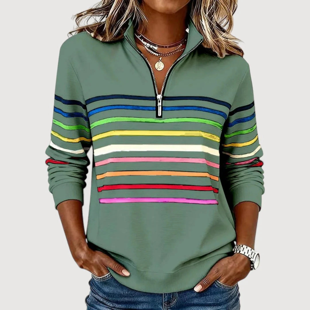 Women's Sporty Quilted Pullover with Half Zip
