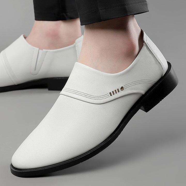 Men's Elegant Slip-On Business Half Shoe with Pointed Toe Cap and Subtle Perforation Mune Fashion