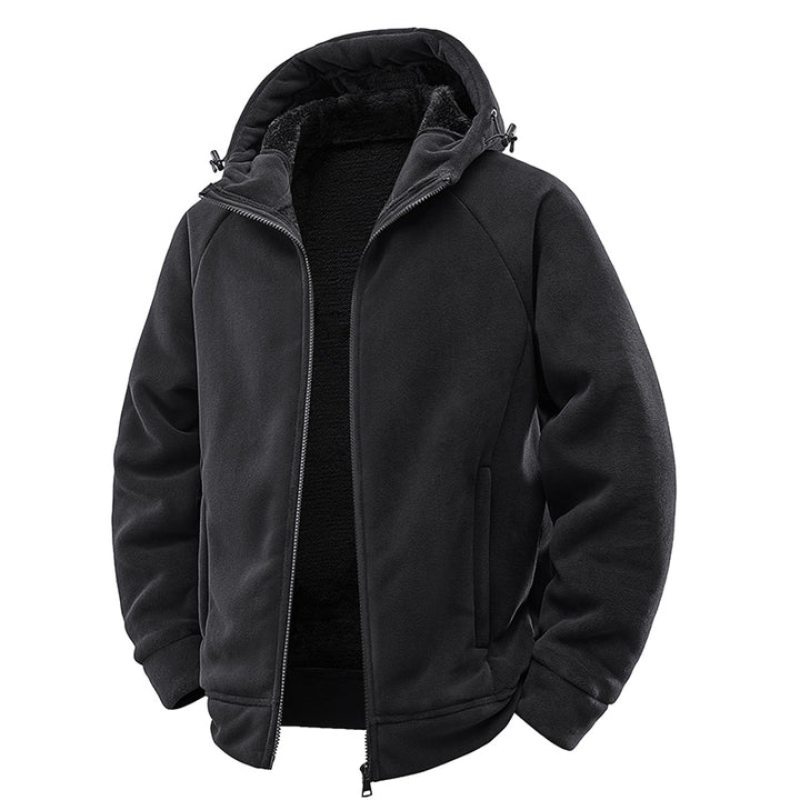 Men's teddy-lined fleece hooded jacket with thermal lining, continuous zipper & side pockets Mune Fashion