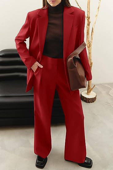 Women Two-Piece Oversized Blazer and High-Waist Wide-Leg Pants Set Mune Fashion