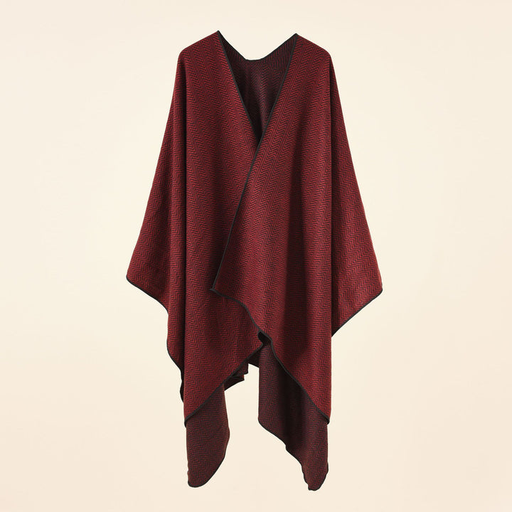 Women Jacquard Poncho with Paisley pattern Mune Fashion