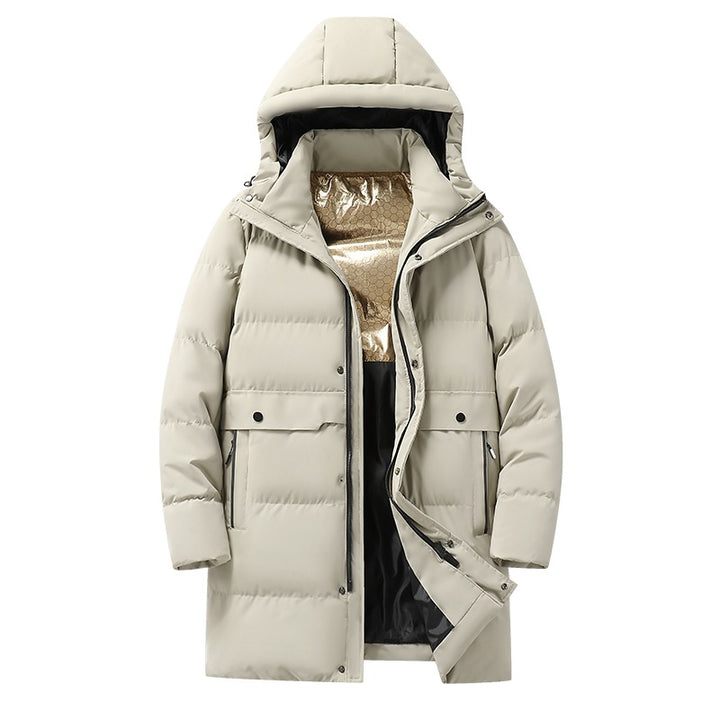 Men's longer quilted winter parka with hood, water-repellent outer shell & heat-reflective inner lining Mune Fashion