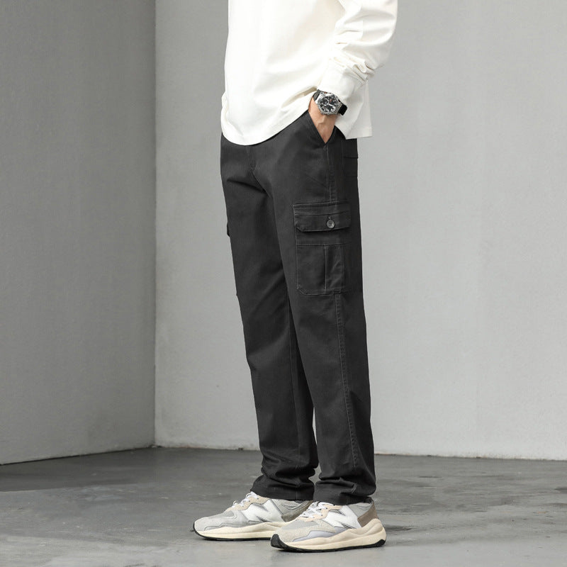 Men's straight-cut cargo pants with utility flap pockets and slightly tapered leg Mune Fashion
