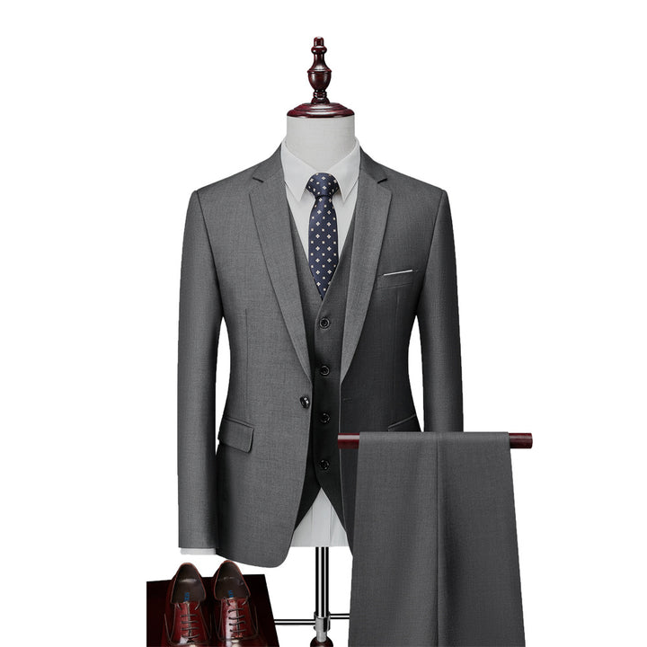Men's Three-Piece Slim-Fit Business Suit with Vest and Slim Silhouette Mune Fashion