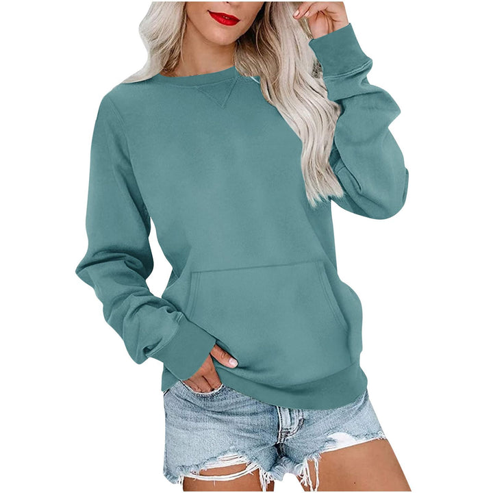 Women's Loose Sweatshirt with Round Neckline and Kangaroo Pocket Mune Fashion