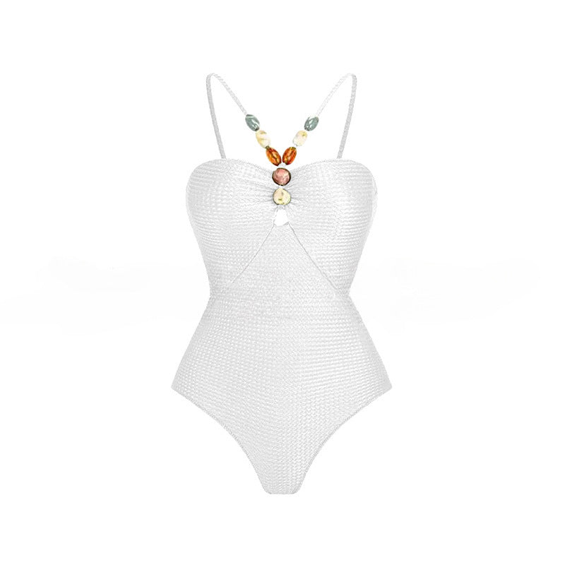 Women's One-Piece Swimsuit with Fashionable Jewelry Details Mune Fashion