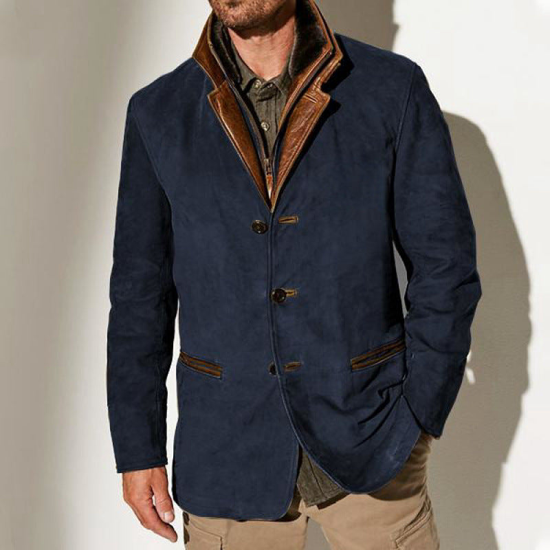 Men's suede blazer with removable leather inner vest Mune Fashion