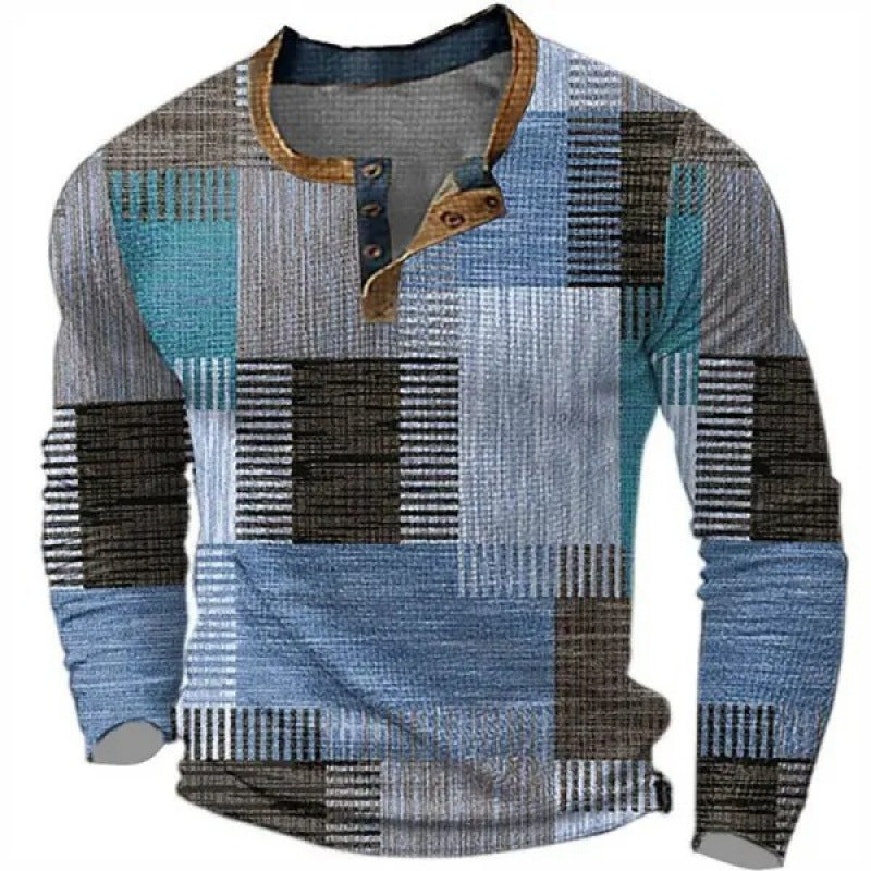 Men's sporty long-sleeve shirt with button placket Mune Fashion