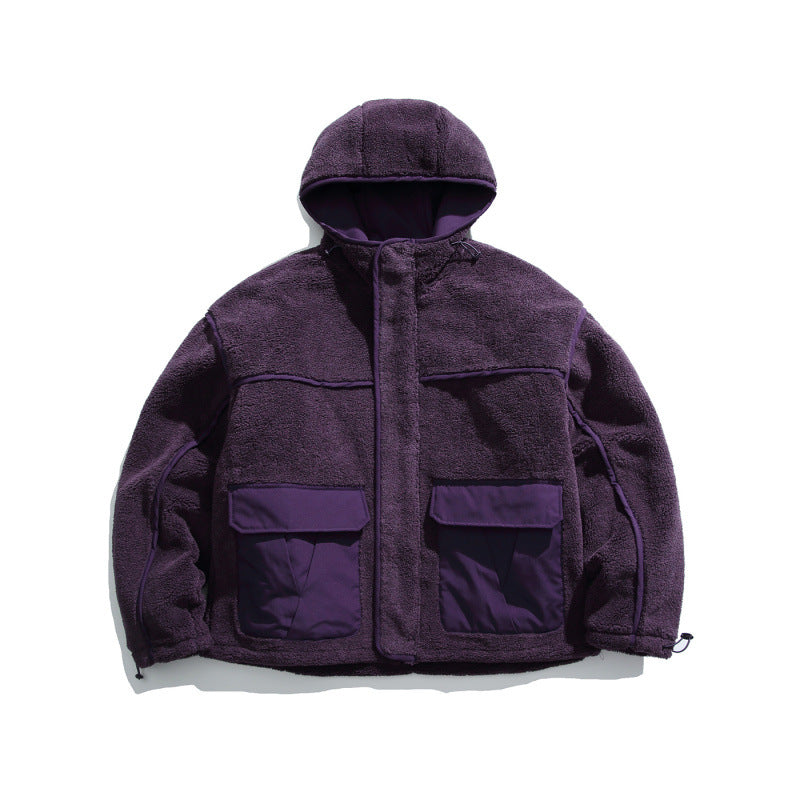 Unisex Kastige Fleece Hoodie with Utility Pockets and Drawstring Hem Mune Fashion