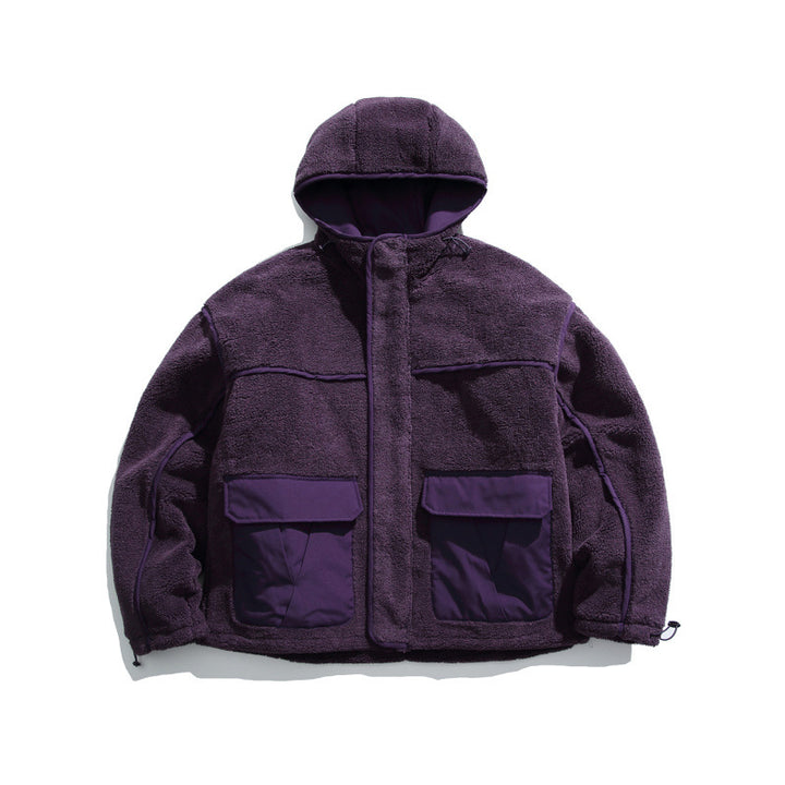 Unisex Kastige Fleece Hoodie with Utility Pockets and Drawstring Hem Mune Fashion