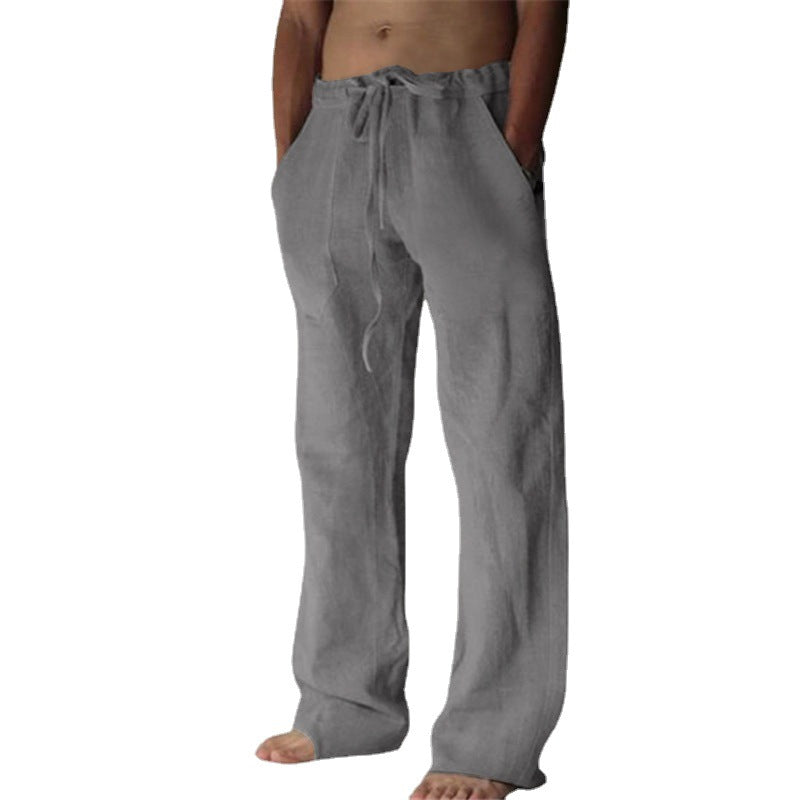 Men's relaxed linen pants with wide leg and drawstring waist Mune Fashion